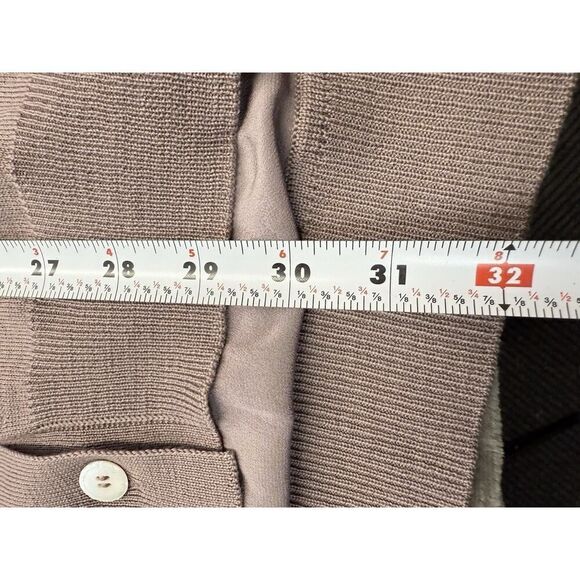 Miu Miu 100% Wool Cardigan Sweater Dusty Mauve Silk Insert Italy 44 US 8 - Picture 10 of 14